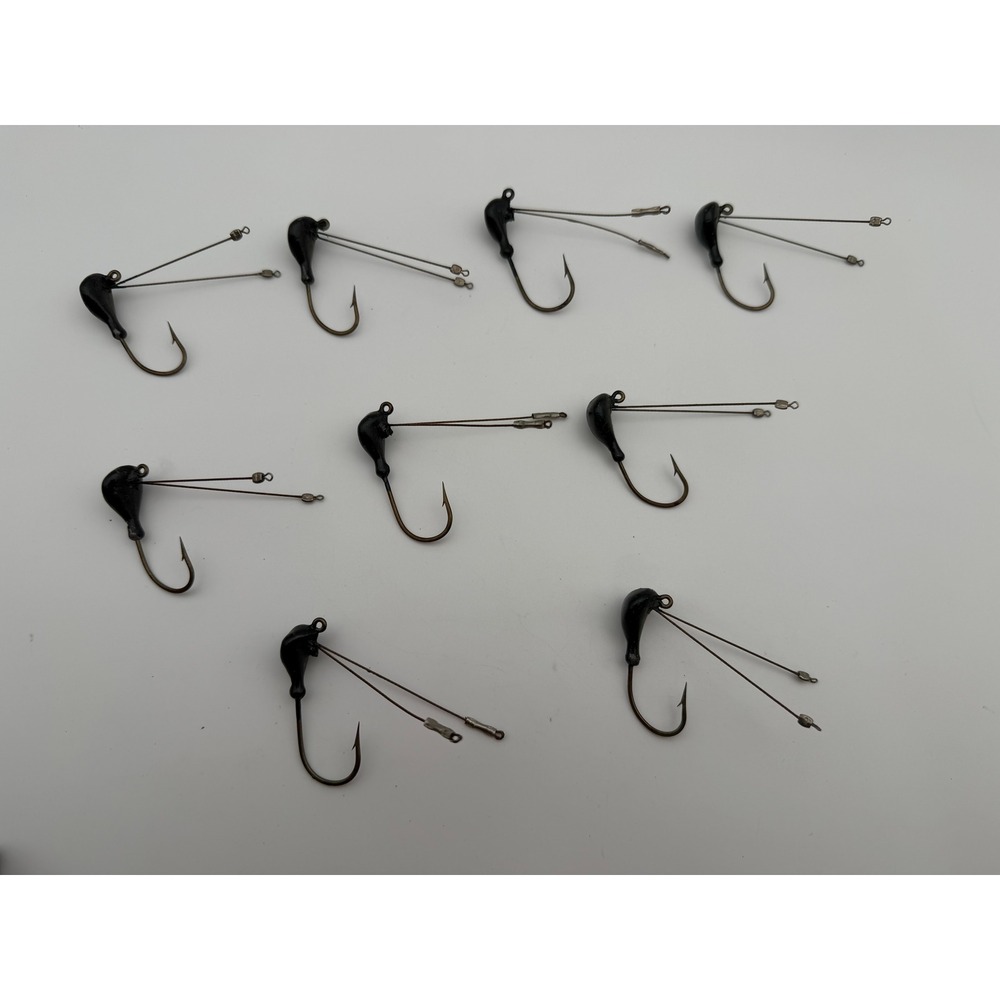 9pc Black Weedless Jig Heads Wire Guard Bass Fishing Weighted Hooks 0.54oz B134